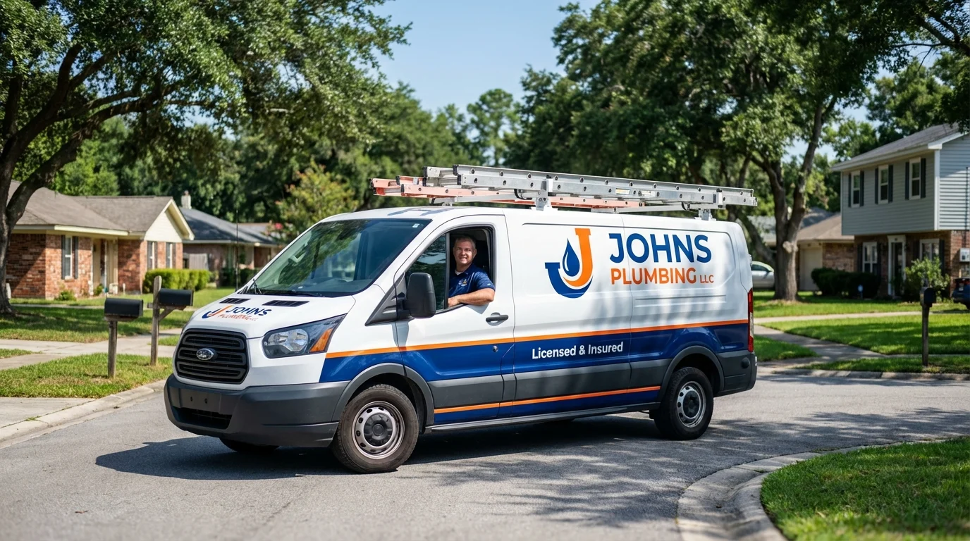 Johns Plumbing LLC service van in Seguin, TX