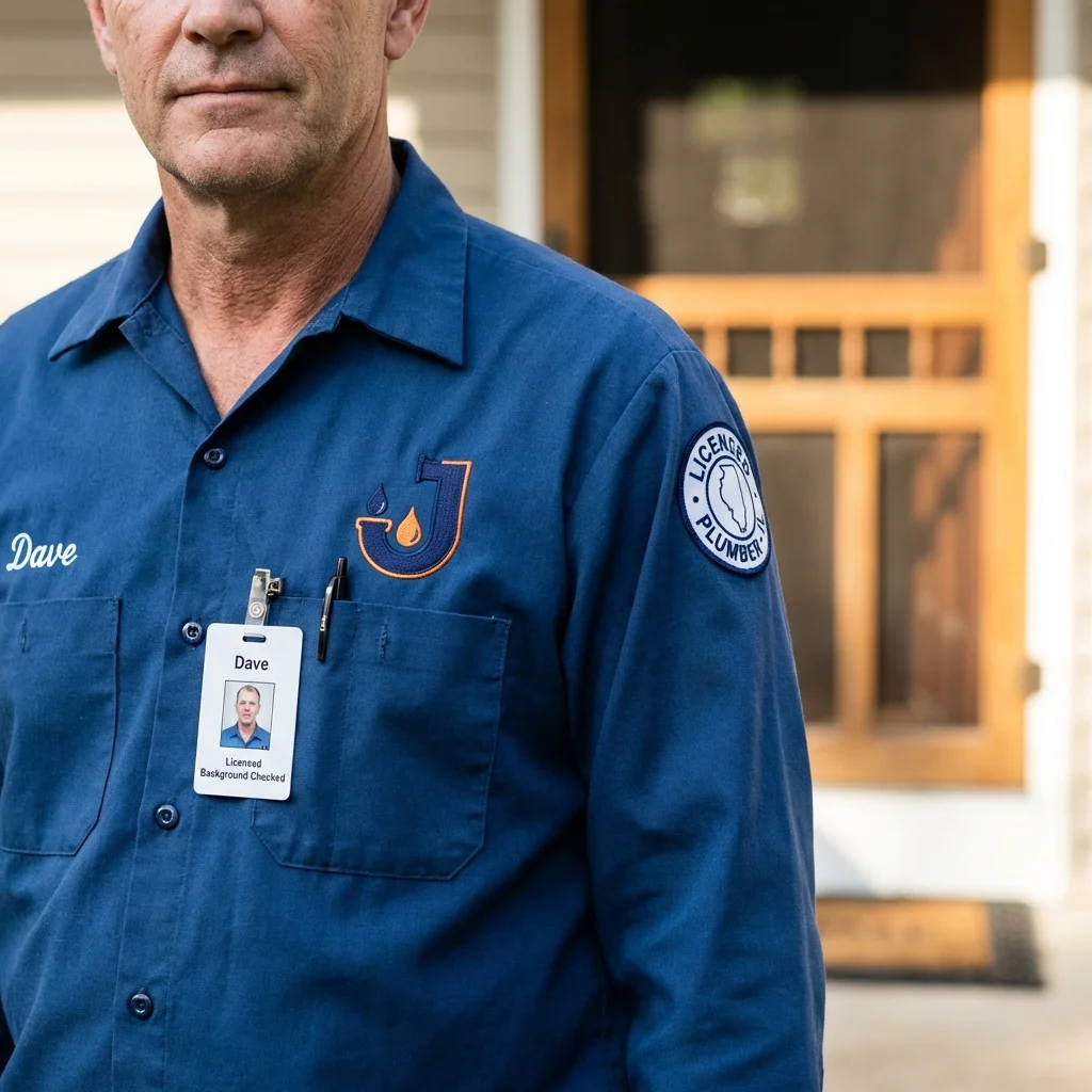 Licensed plumber showing ID badge in Seguin, TX