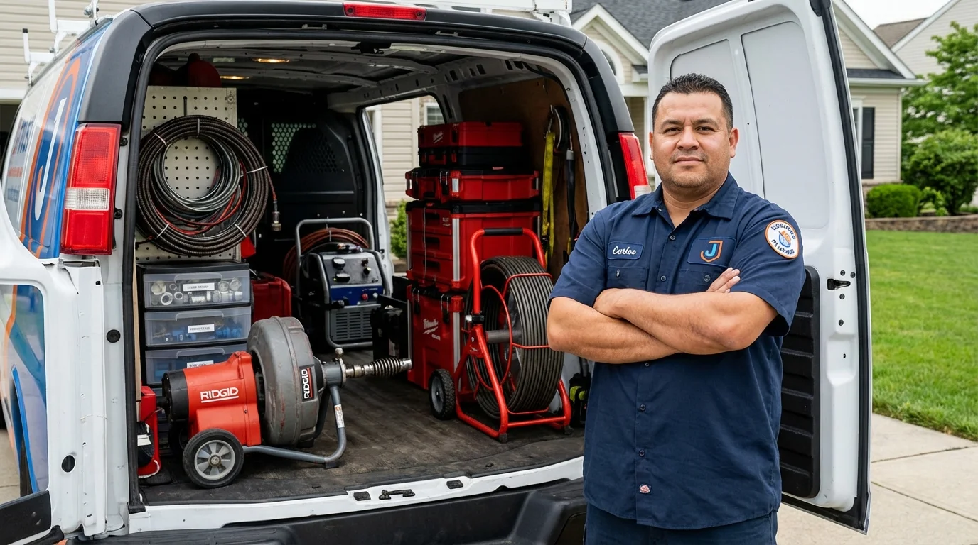 Professional drain cleaning equipment and Johns Plumbing LLC plumber in Seguin