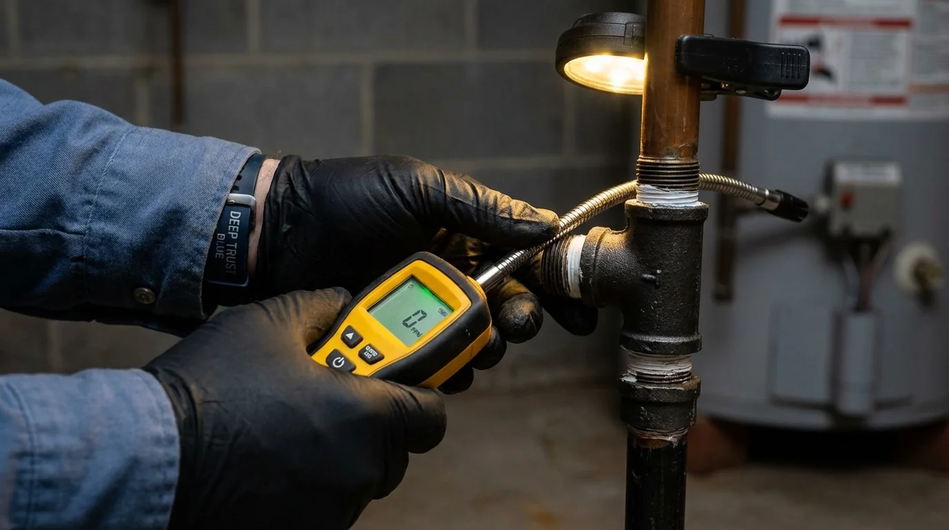 Gas leak detection with electronic sniffer by Johns Plumbing LLC in Seguin