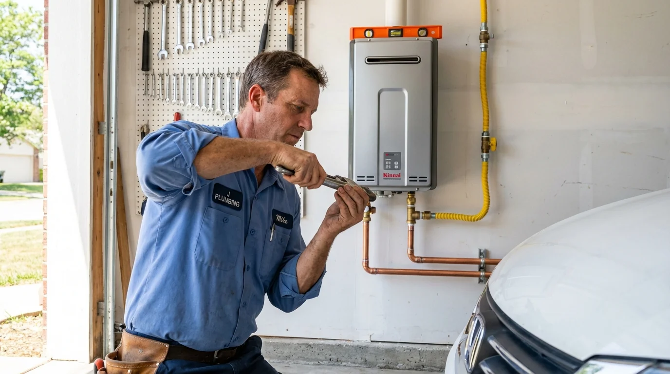 Tankless water heater installation by a Johns Plumbing LLC plumber in Seguin